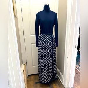 Navy Vintage 1960s Winter 2-Piece bodysuit and long skirt Act II